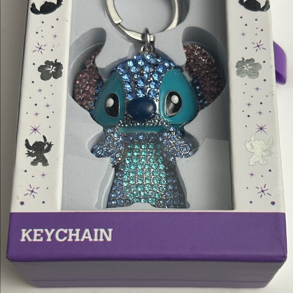 Disney (Lilo and)Stitch Blue and Purple Glitter Keychain / Clip on. new in box - Picture 2 of 2